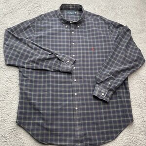 Polo Ralph Lauren Tartan Plaid Shirt Mens‎ 2XLT Tall Classic Fit Blue Green